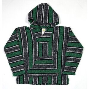 Sunspecs Hoodie Mens Medium Green Black Striped Long Sleeve Hippie Mexico